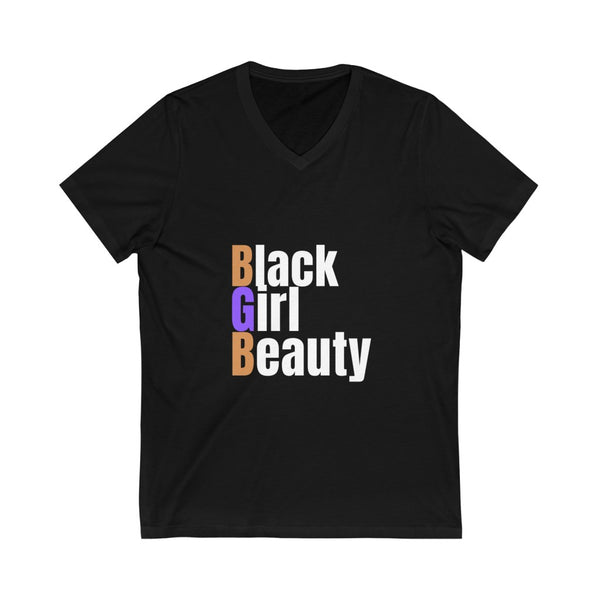 Black Unisex Jersey Short Sleeve V-Neck Tee